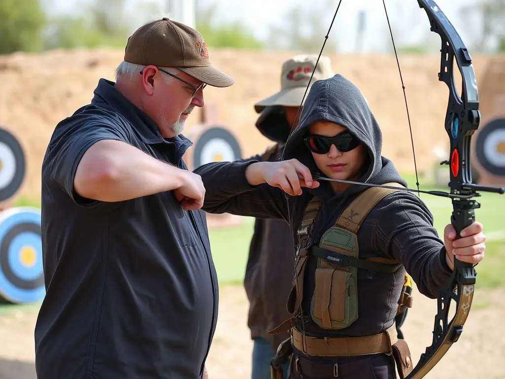 An archer receiving feedback from a coach, illustrating the personalized attention and skill development opportunities at SROTA.